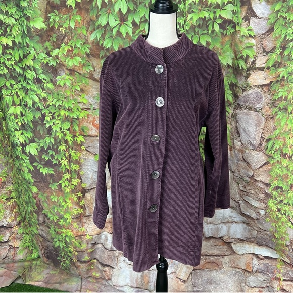 J. JILL Eggplant Corduroy Tunic Jacket, L - Picture 3 of 10